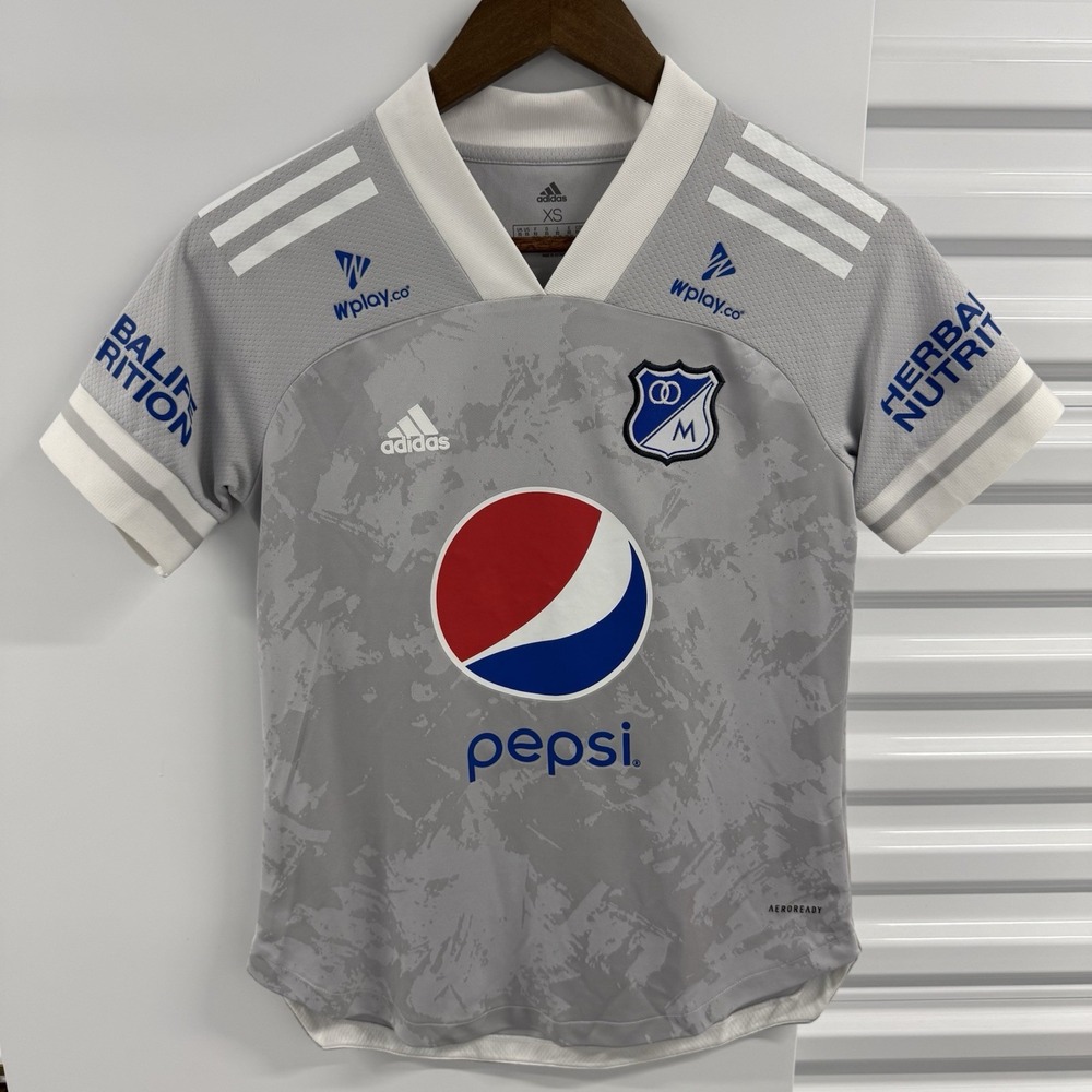 Adidas Millonarios FC 2021 Away Jersey Mens XS Gray Colombia Soccer Pepsi
